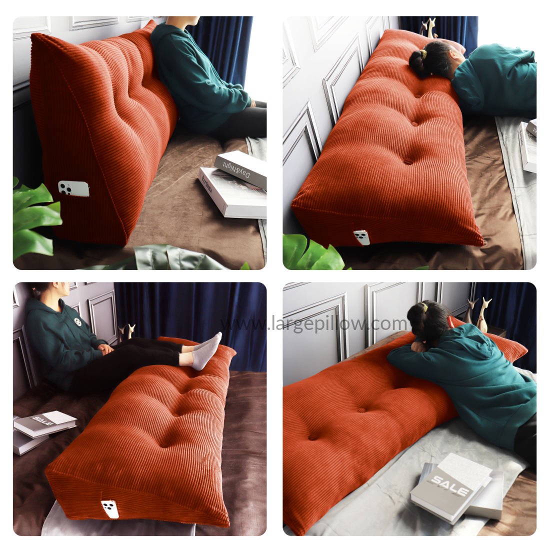 ZHIQ Bett Rückenlehne Großes Dreieckiges Kissen Lesekissen für Sofa  Rückenpolster Bett-Rückenstütze : : Küche, Haushalt & Wohnen