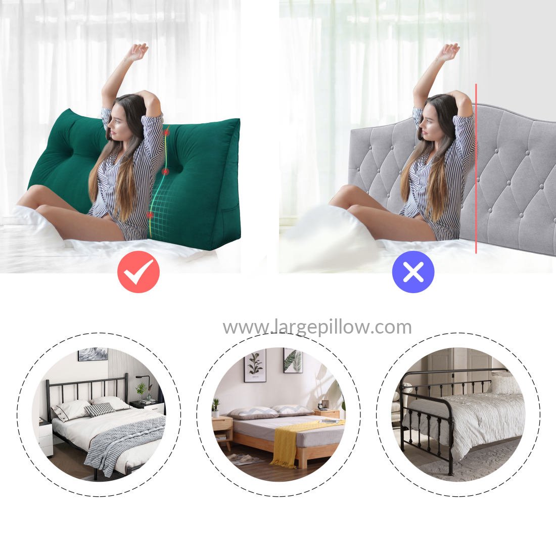 Großes Rücken kissen Bett Taillen stütze abnehmbares wasch bares Sofa Lese  kissen Wohnkultur Sitzkissen zur Linderung von Steißbein schmerzen -  AliExpress