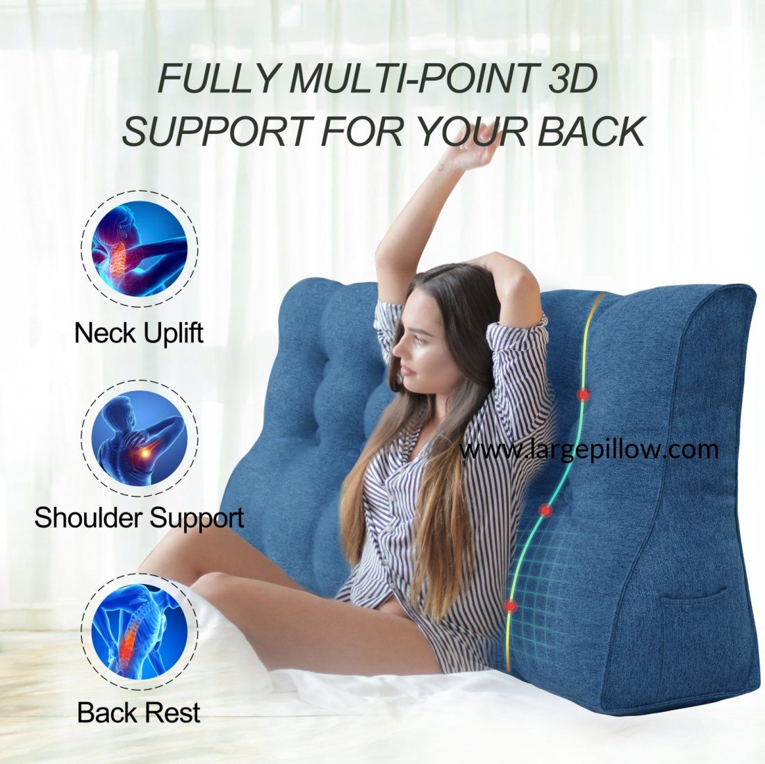 Bed Rest Reading Wedge Pillow Alternative Headboard Back Support