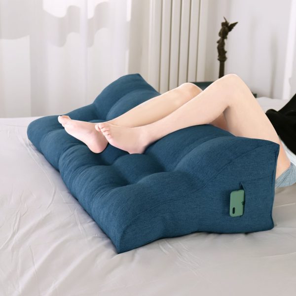 подушка для спины Huxing льняная синяя
