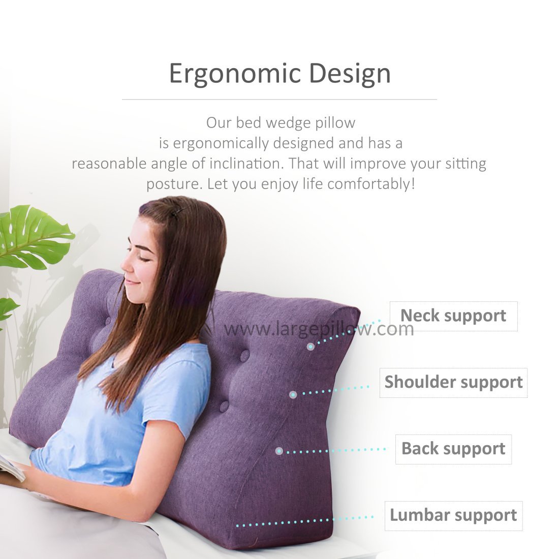 Lumbar Pillow for Sleeping, Lumbar Support Pillow for Bed, for