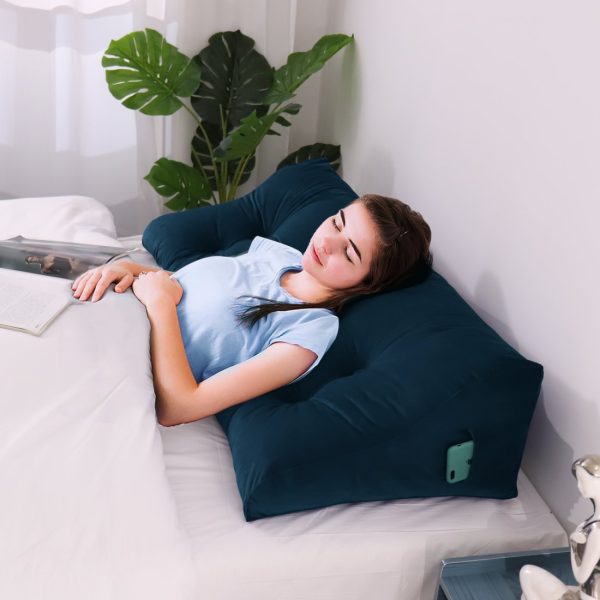 almohada de respaldo huxing terciopelo azul