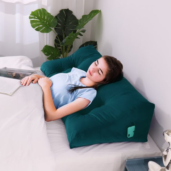 almohada de respaldo huxing terciopelo cian