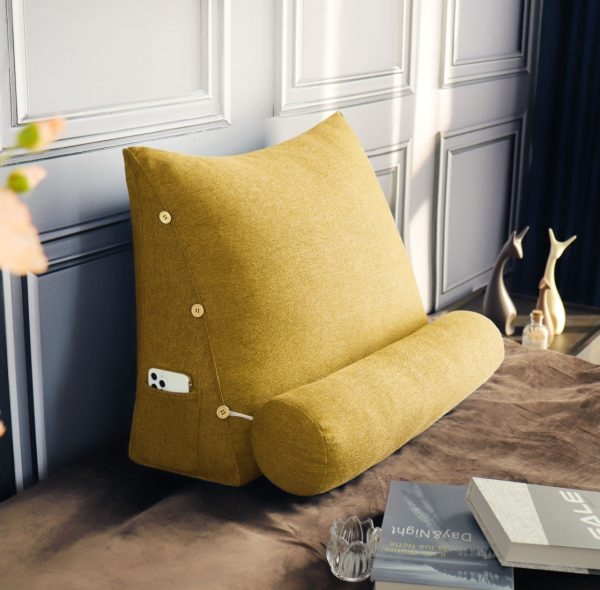 coussin de lecture traversin jaune