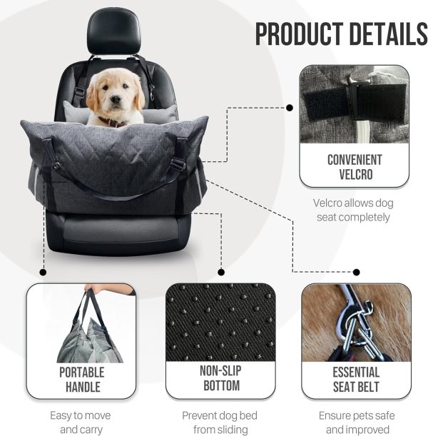 Dog Car Seat for Large/Medium Dogs - Booster Bed with Storage - Bild 5