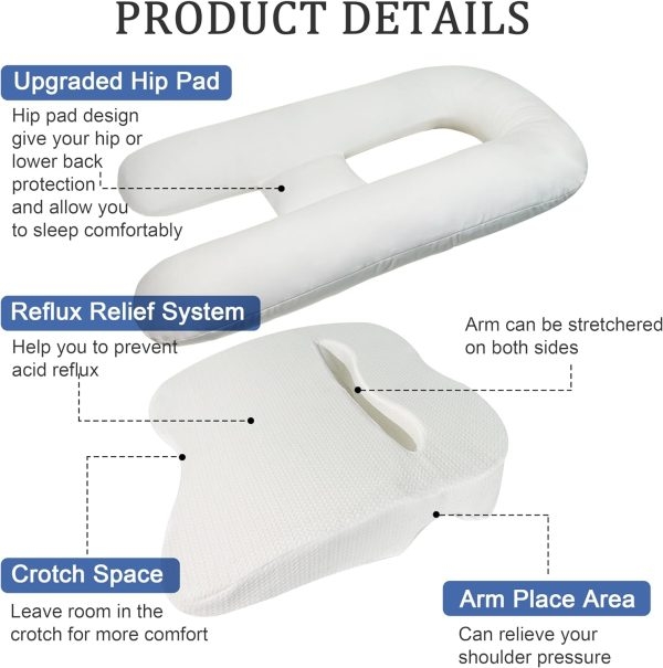 U-Shaped Side Sleeper Pillow with Arm Hole for Pain Relief - Изображение 4