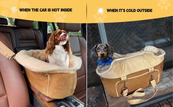 Small Dog Car Seat with Safety Belt for Front Seat - Imagen 11