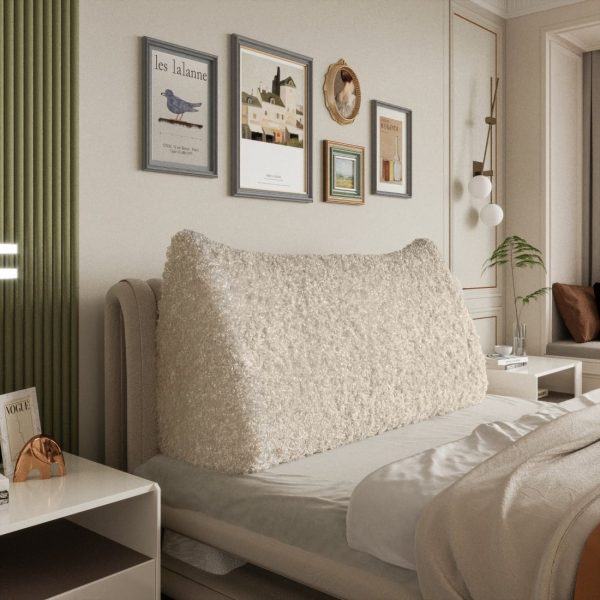 Bed Wedge Pillow Headboard Bolster Beige Wool Rolls - Immagine 6