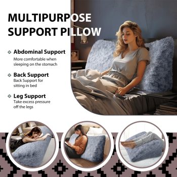 Almohada de lectura grande de felpa azul 2546