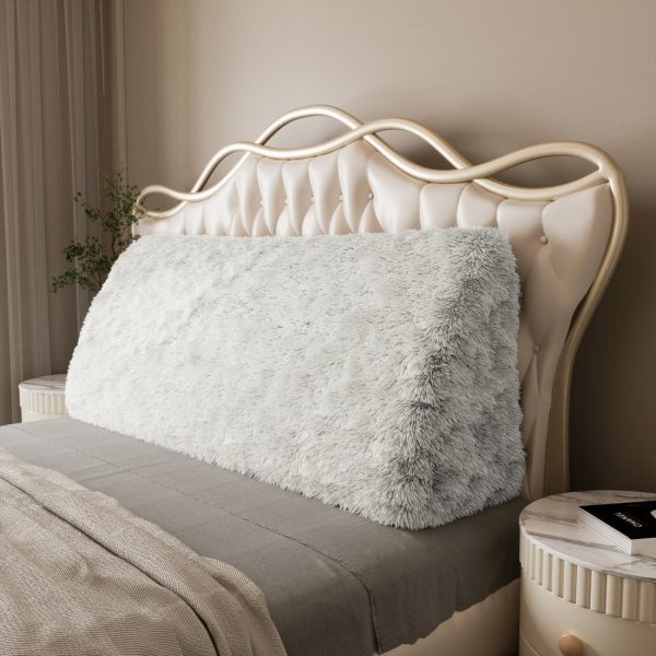Headboard Pillow White Plush Large Wedge Reading Pillow - Imagen 2