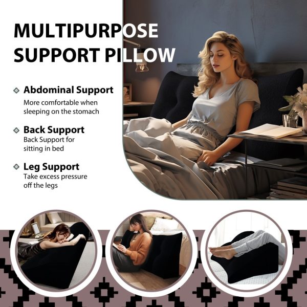 Large Wedge Reading Pillow for Bed Daybed Bolster Backrest Black – 8 kép