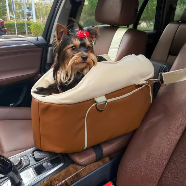 Safe & Compact Pet Car Seat - Leather Booster for Small Animals - Immagine 2