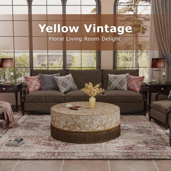 Round Upholstered Ottoman, Modern Living Center Table - Obraz 4