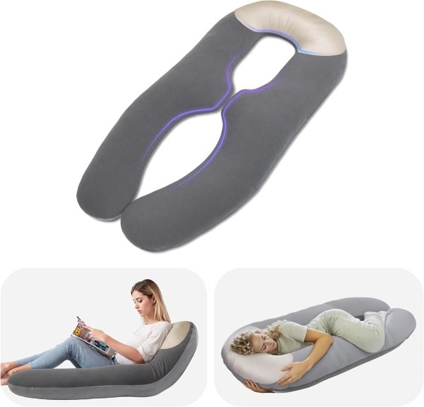 Full Body U-Shape Pillow for Side Sleepers & Reading - Изображение 7