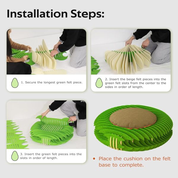3D Felt Donut Pet Bed with Mat for Cats & Small Dogs - Εικόνα 7