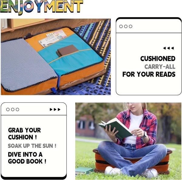 Foldable Book Shaped Floor Pillow Cushion, Unique Fun Gift - Obraz 5