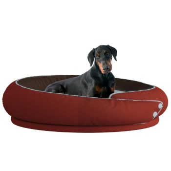 Cama calmante para cães com almofada removível, canil redondo interno