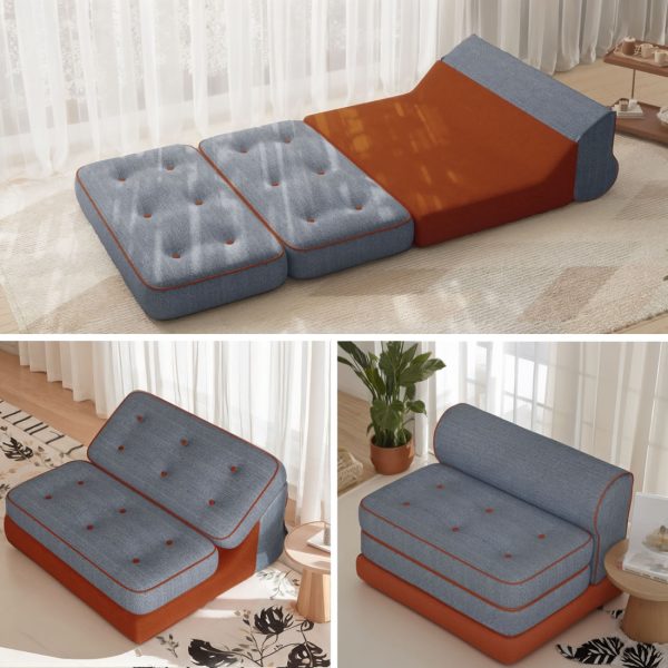 Folding Couch Bed 3-in-1 Sleeper Sofa Convertible Futon - Εικόνα 2