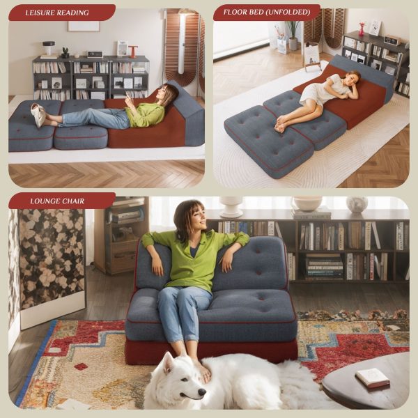 Folding Couch Bed 3-in-1 Sleeper Sofa Convertible Futon - Εικόνα 5