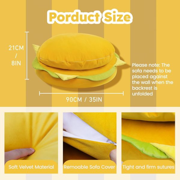 Hamburger Floor Sofa - Funny Plush Couch for Home Decor - Obraz 3