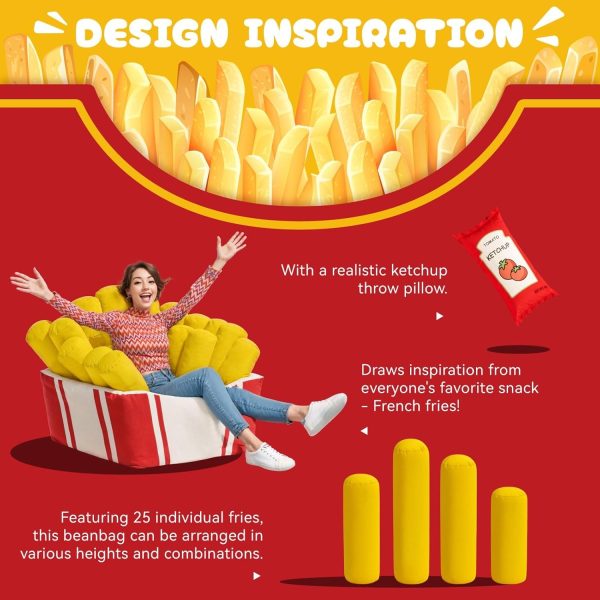 Fries Inspired Bean Bag Couch Chair, Comfort for Everyone - Obraz 3