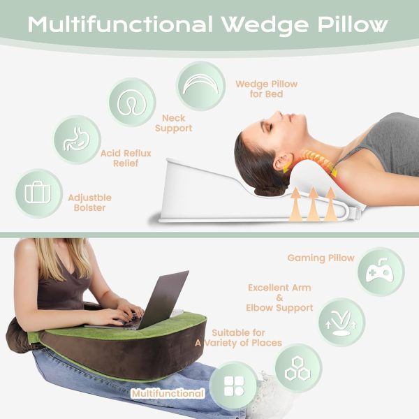 Multifunction Support Pillow with Adjustable Reading Bolster - Obraz 3
