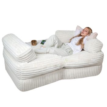 Boneless Curved Couch - Soft Corduroy Sofa for Living Room