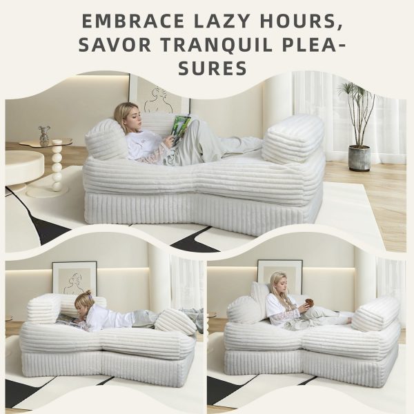Boneless Curved Couch - Soft Corduroy Sofa for Living Room - Изображение 5