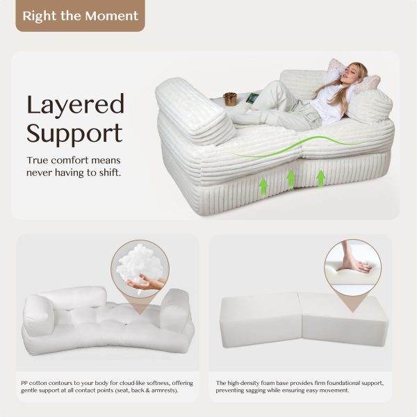 Boneless Curved Couch - Soft Corduroy Sofa for Living Room - Изображение 13