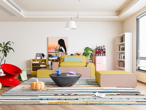 Family Floor Couch Set: 3-Seater, Ottoman & Bolster - Obrázek 2