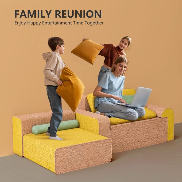 Family Floor Couch Set: 3-Seater, Ottoman & Bolster - Obrázek 4