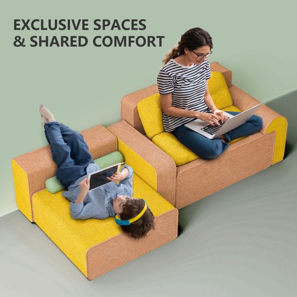 Family Floor Couch Set: 3-Seater, Ottoman & Bolster - Obrázek 5