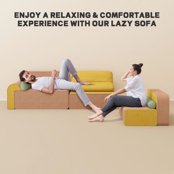 Family Floor Couch Set: 3-Seater, Ottoman & Bolster - Obrázek 8