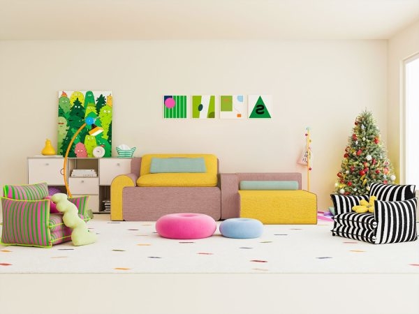 Family Floor Couch Set: 3-Seater, Ottoman & Bolster - Obrázek 9