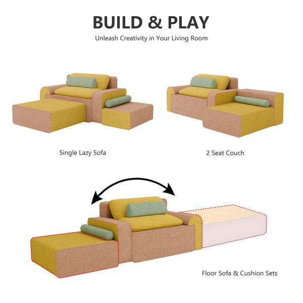 Family Floor Couch Set: 3-Seater, Ottoman & Bolster - Obrázek 11