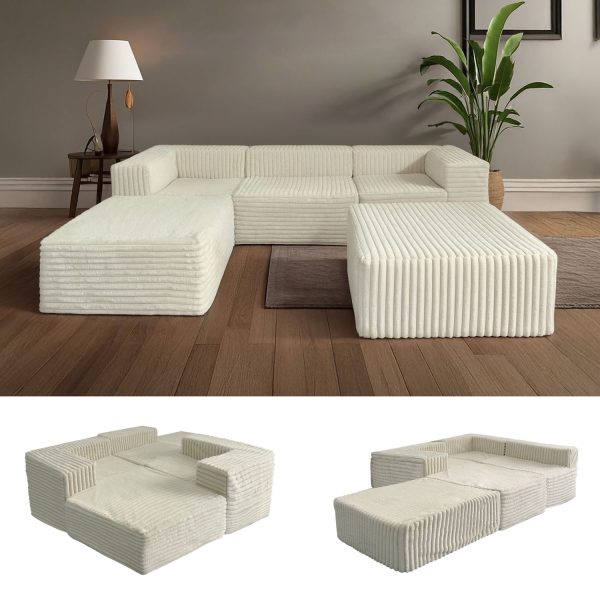 Plush Cloud Modular Sofa with Chaise & Removable Covers - Изображение 2