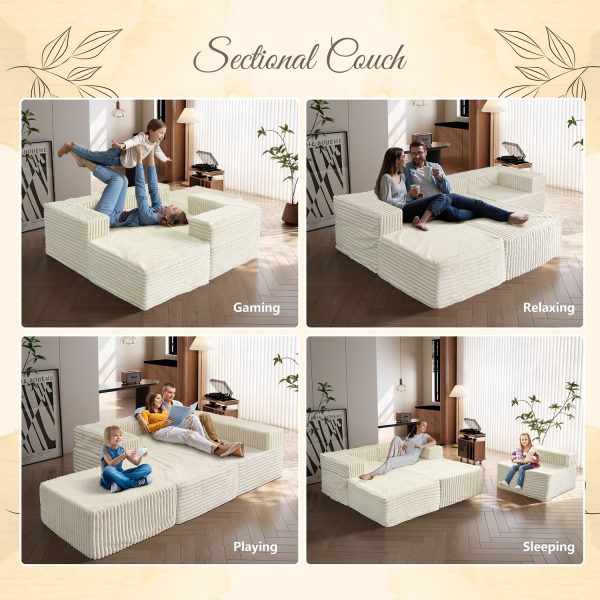 Plush Cloud Modular Sofa with Chaise & Removable Covers - Изображение 3