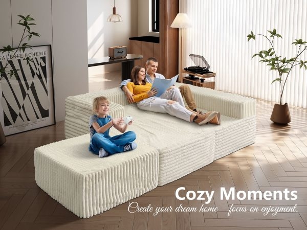 Plush Cloud Modular Sofa with Chaise & Removable Covers - Изображение 9