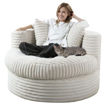 Round Chaise Lounge Chair for Adults, Comfy Bean Bag Sofa