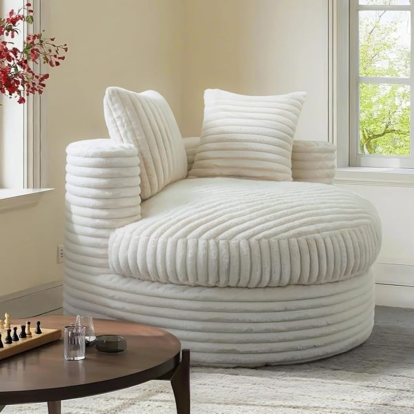 Round Chaise Lounge Chair for Adults, Comfy Bean Bag Sofa – 2 kép