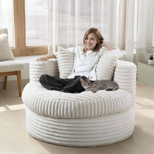 Round Chaise Lounge Chair for Adults, Comfy Bean Bag Sofa – 5 kép