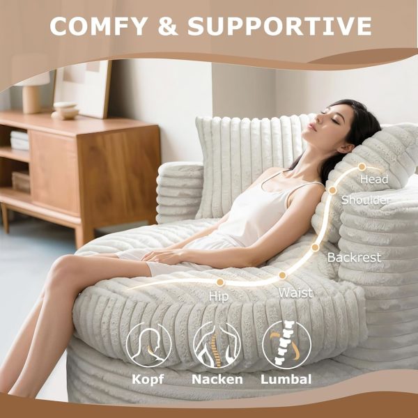 Round Chaise Lounge Chair for Adults, Comfy Bean Bag Sofa – 8 kép