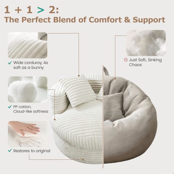 Round Chaise Lounge Chair for Adults, Comfy Bean Bag Sofa – 10 kép