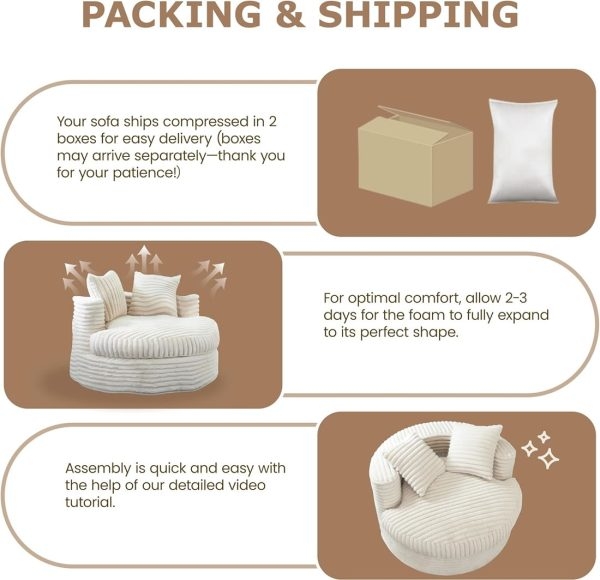 Round Chaise Lounge Chair for Adults, Comfy Bean Bag Sofa – 11 kép