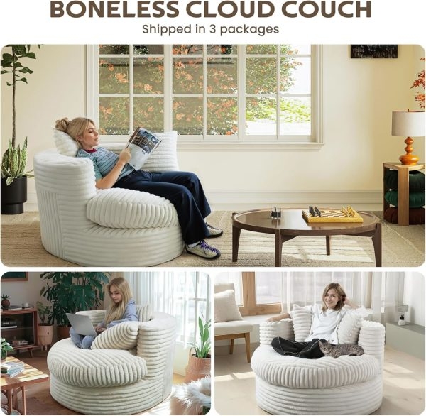 Round Chaise Lounge Chair for Adults, Comfy Bean Bag Sofa – 14 kép