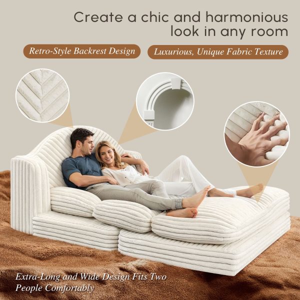 Folding Floor Sofa Bed - Soft Corduroy Convertible Sleeper Chair - Immagine 14