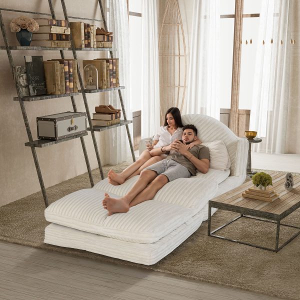 Folding Floor Sofa Bed - Soft Corduroy Convertible Sleeper Chair - Immagine 2