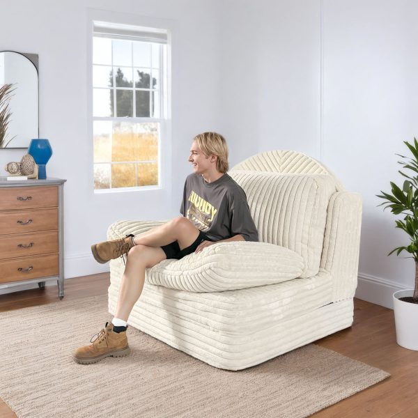 Folding Floor Sofa Bed - Soft Corduroy Convertible Sleeper Chair - Immagine 10