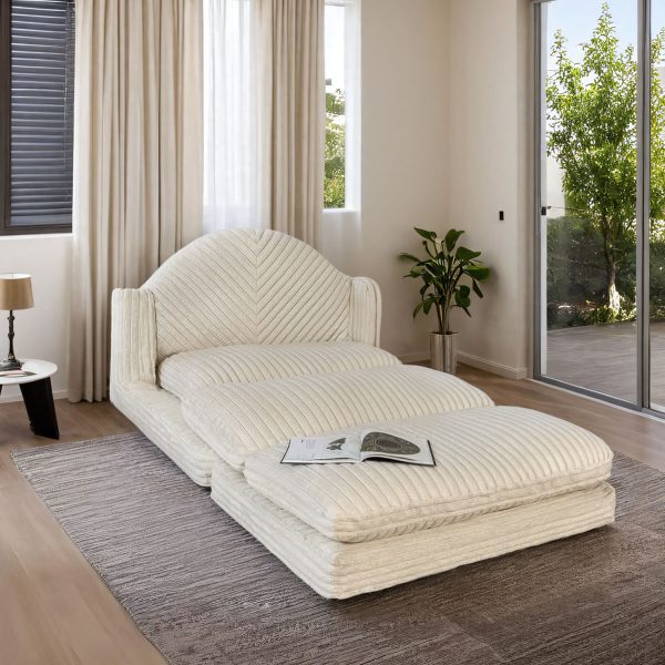 Folding Floor Sofa Bed - Soft Corduroy Convertible Sleeper Chair - Immagine 4