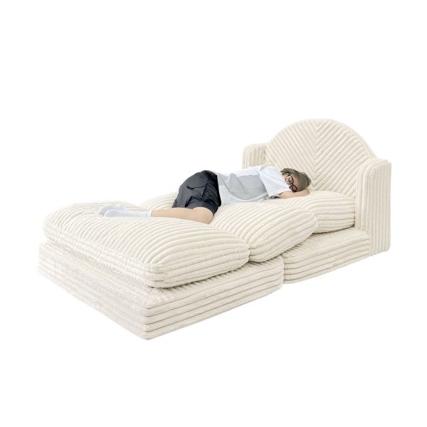 Folding Floor Sofa Bed - Soft Corduroy Convertible Sleeper Chair - Immagine 23